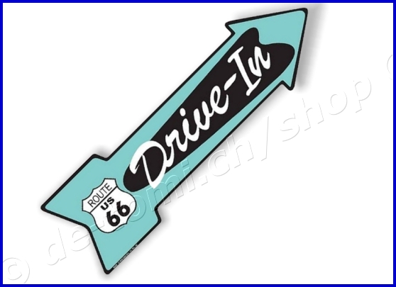 SCHILDER ARROW ROUTE 66 DRIVE IN (49,5X14,5 cm)